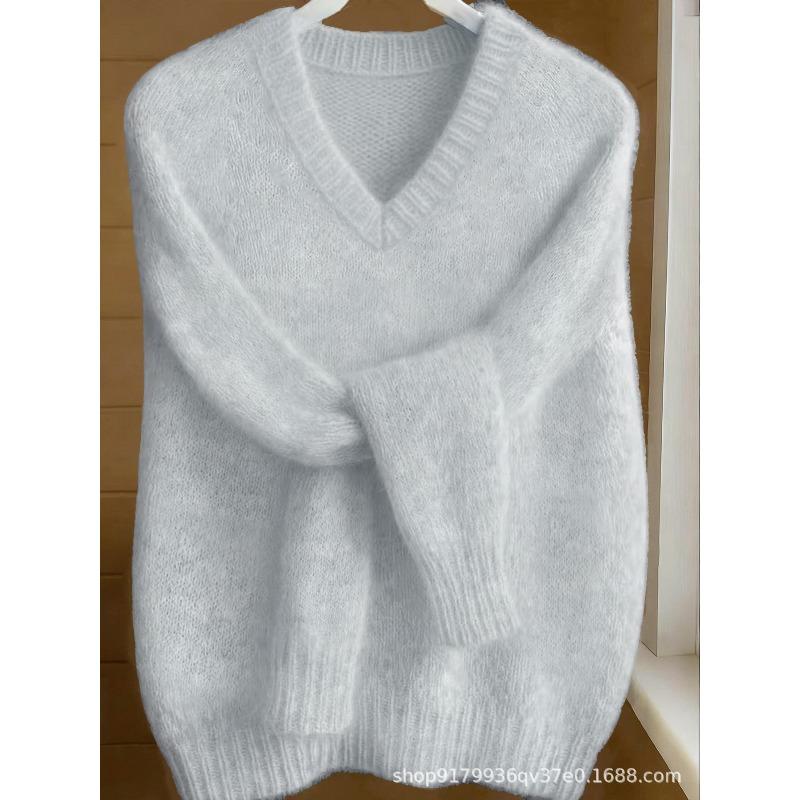 Season V-neck fleece feeling warm feeling pullover sweater women
