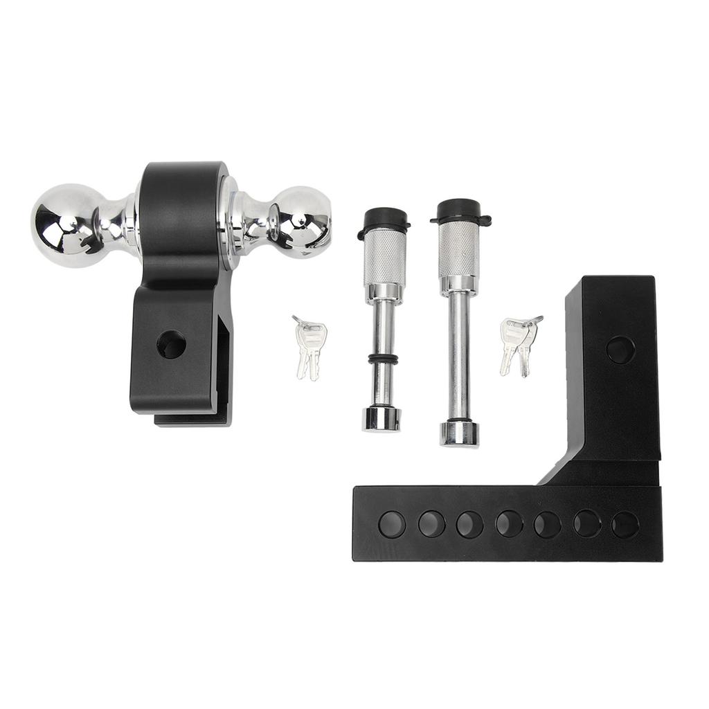 Adjustable Trailer Hitch 6in Drop Rise 12500LBS Capacity Stainless Steel for 2in Heavy Truck GTW Traction Hook Receiver