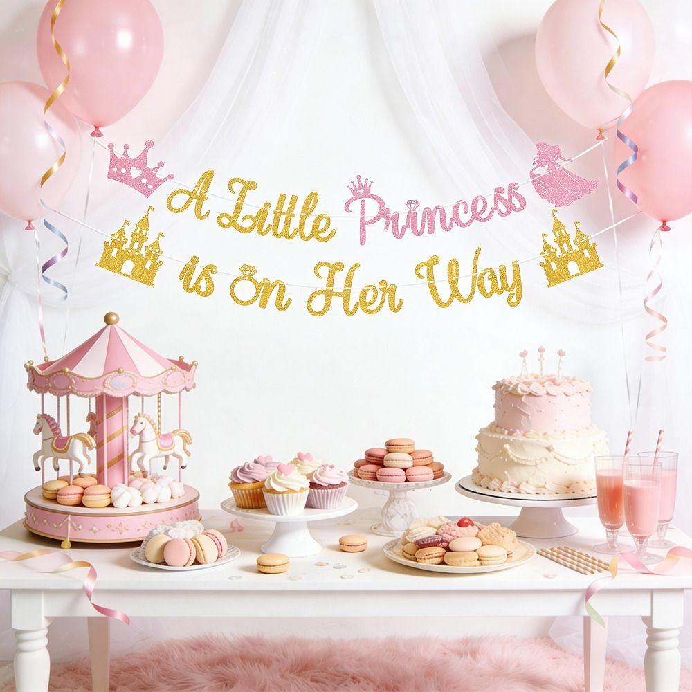 2 Strings A Little Princess Banner Pre-Strung Princess Party Decor  for Girl Baby Shower