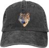 Wolf Head Graphic Print Washed Baseball Cap Cotton Adjustable Dad Hat for Unisex
