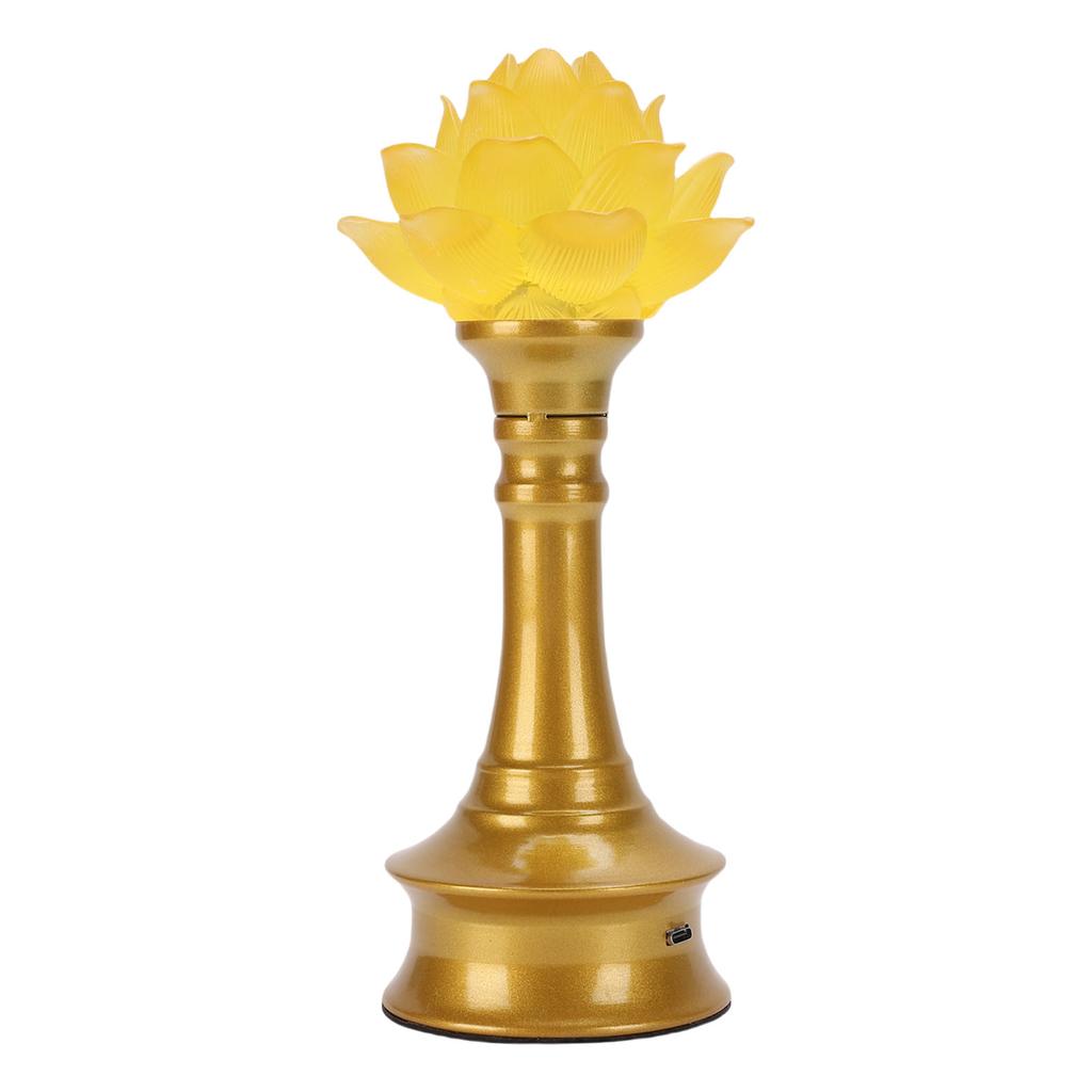 LED Flower Lamp Resin Metal USB Rechargble Buddhistic Lamp Flower Night Light for Display Decoration Faith Supplies