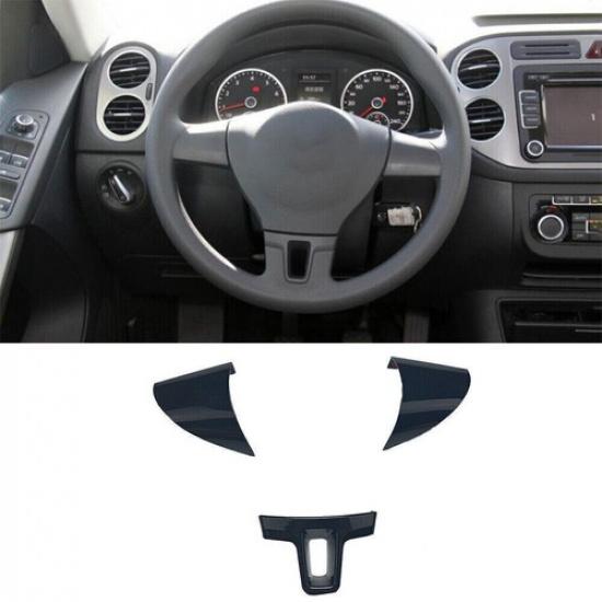 Inner Steering Wheel Frame Cover Trim For Volkswagen Tiguan 10-2016 Bright Black