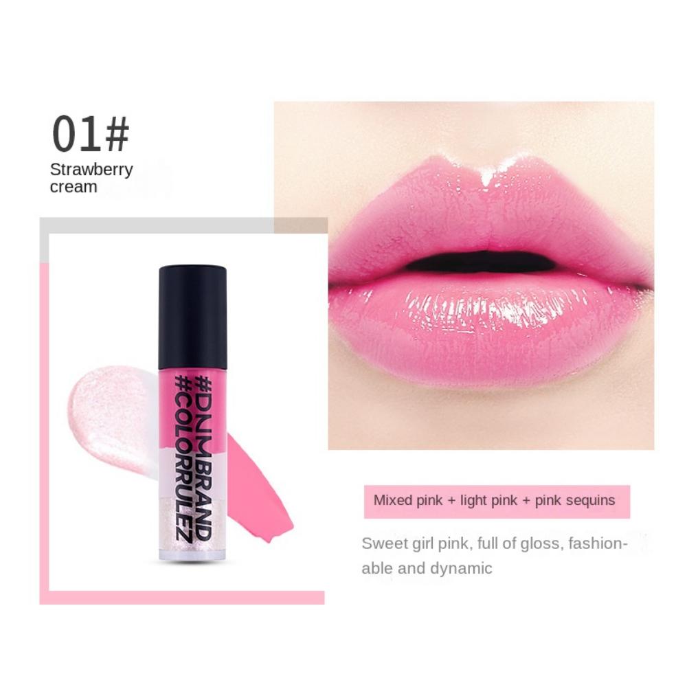 

DNM Трехцветный блеск для губ Арбузно-розовый пигментированный легкий цвет Ослепительная глазурь для губ