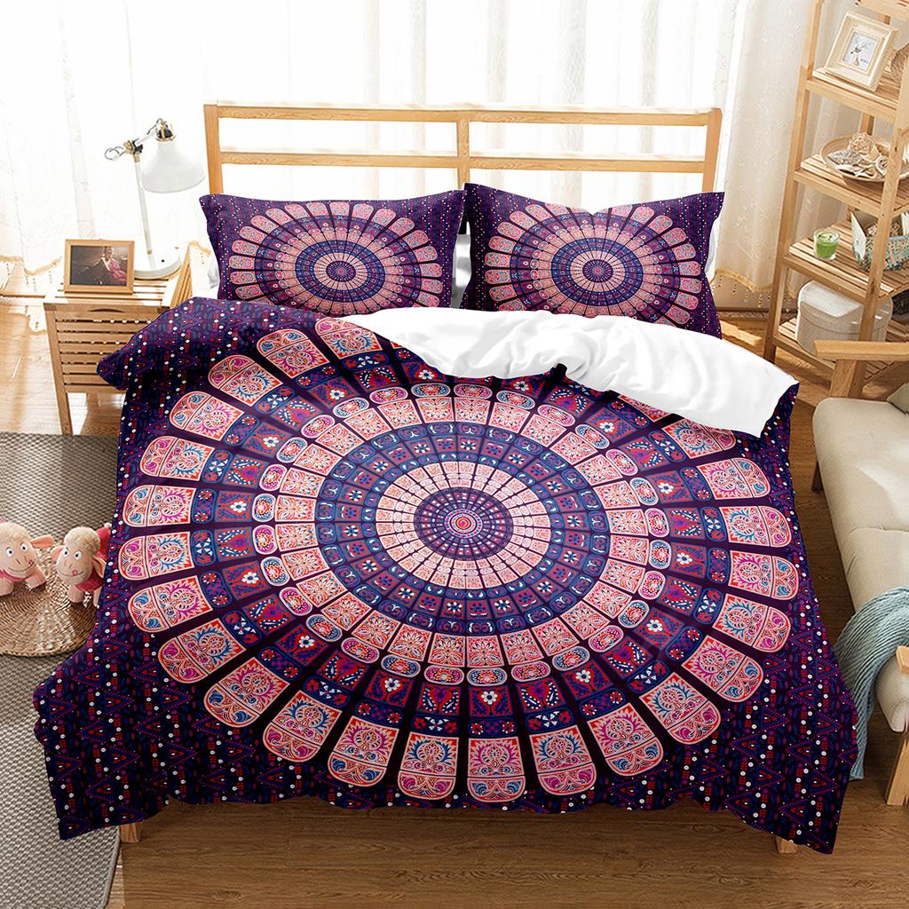 Bohemia Geometric Duvet Cover Queen For Kids Adult Room Microfiber Mandala Comforter Cover Floral Folk Art Abstract Bedding Set