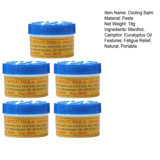 3/5Pcs 18G Herbal Menthol Cooling Balm Headaches Migraines Muscle Pain Bite Itching Fatigue Relief Calming Natural Summer Traveling Portable