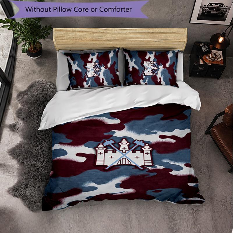 West Ham United Calcio Set Biancheria da Letto 3 Pezzi Morbido Set Copripiumino con Federe Set Decorazione Camera da Letto per la Casa