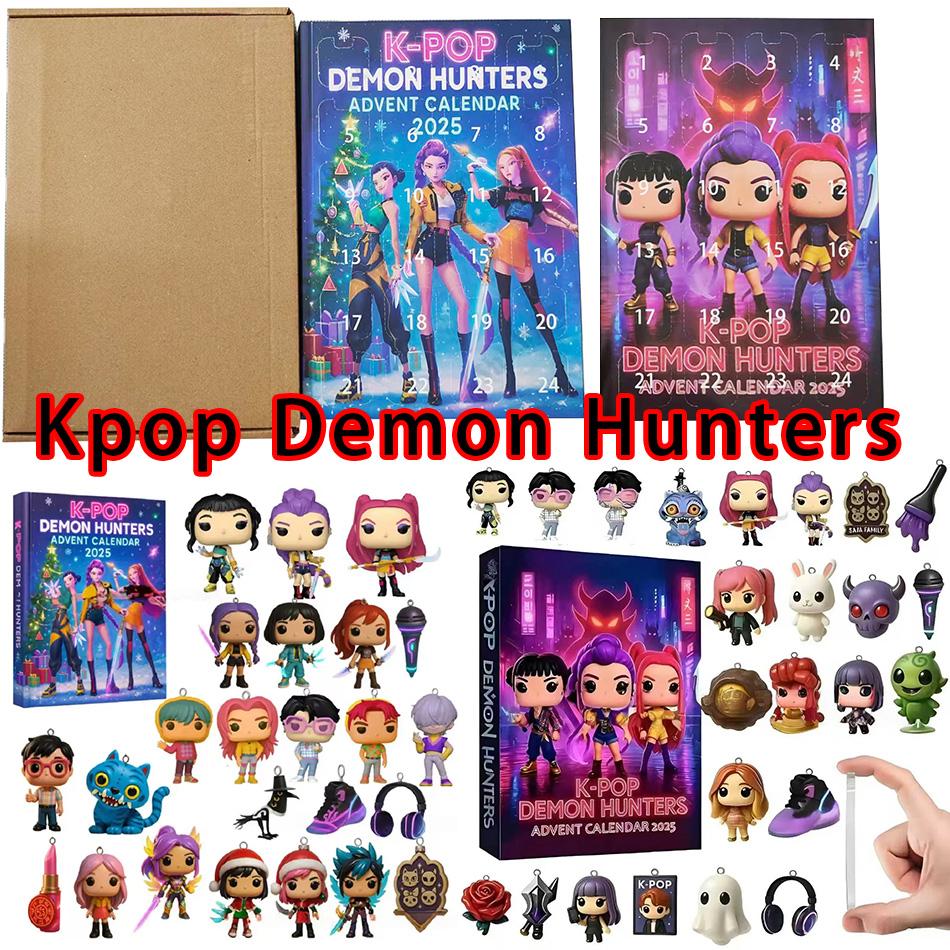 Kpop Cacciatori di Demoni Calendario dell'Avvento di Natale Huntrix Rumi Mira Zoey SAJA Boys Tigre Derpy Giocattoli in Scatola Cieca Decorazioni Regali di Capodanno