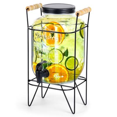 Jar Beverages Large Glass Dispenser Jar with Tap and Stand 4.2L
