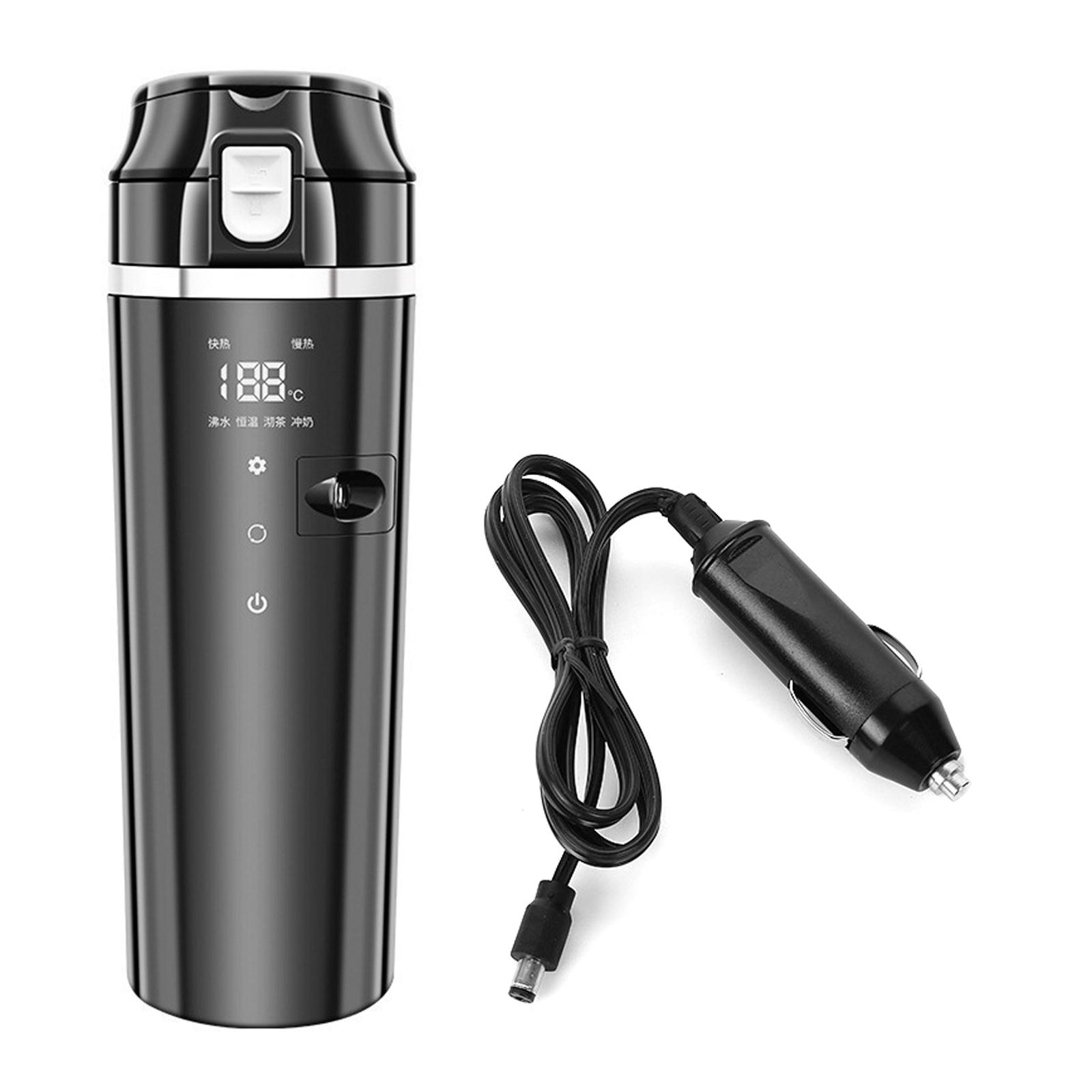 

Кружка с контролем температуры, дорожная чашка с подогревом, электрическая чашка с подогревом для кофе в автомобиле, 12 В, 24 В, кружки с подогревом, 500 мл, 17 унций темно серый