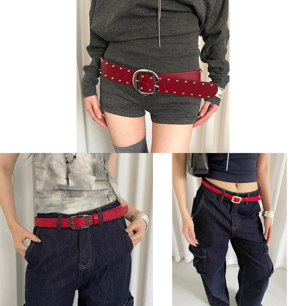 Bohemian Roter Pu-Leder-Taillengürtel Für Damen Mit Vintage-Krokodilmuster Für Kleider Oder Jeans