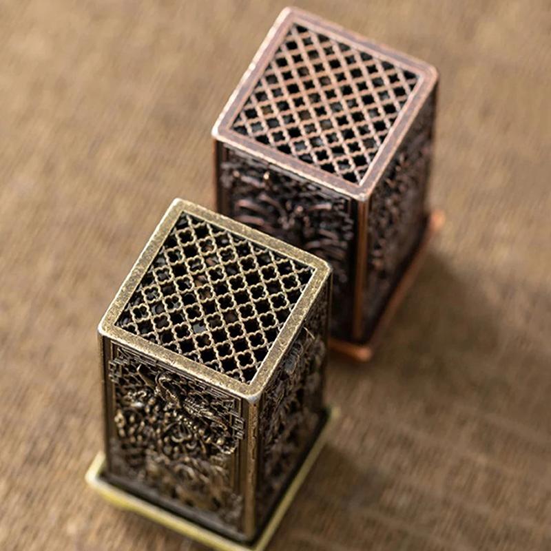 Square Vertical Incense Burner Small Alloy Incense Holder Indoor Aromatherapy Home Ornament Chinese Plum Inense Burners
