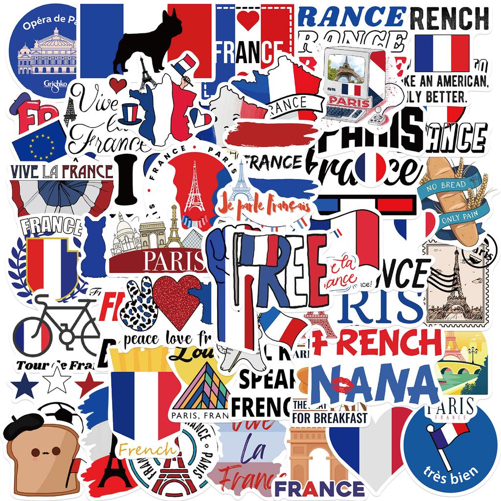 50 City French Graffiti Stickers Guitar Laptop Suitcase DIY Waterproof Stickers