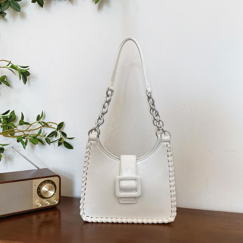 

Premium contrasting color women s bag 2025 winter new versatile large-capacity commuter tote bag fashionable portable shoulder bag 23*7*20 білий