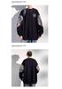 Men's Plus Size Embroidered Patchwork Sweatshirt - Loose Fit, Round Neck, Spring/Autumn Trend.