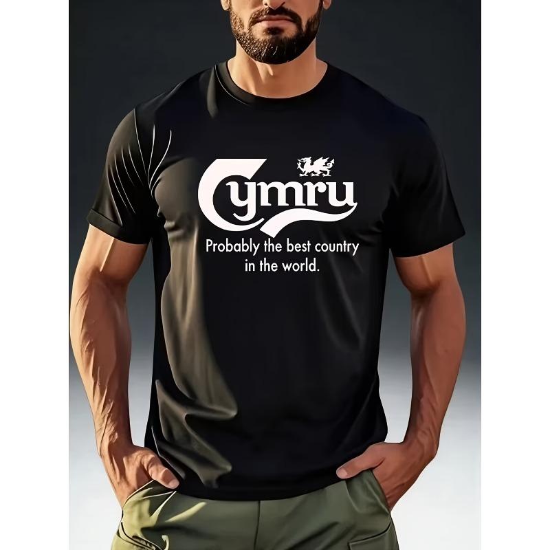 

Men s Fashion Short-Sleeve T-Shirt Cymru with Fun Welsh Slogan Print, British Cool Style Design, Comfortable and Skin-Friendly T-Shirt S чёрный