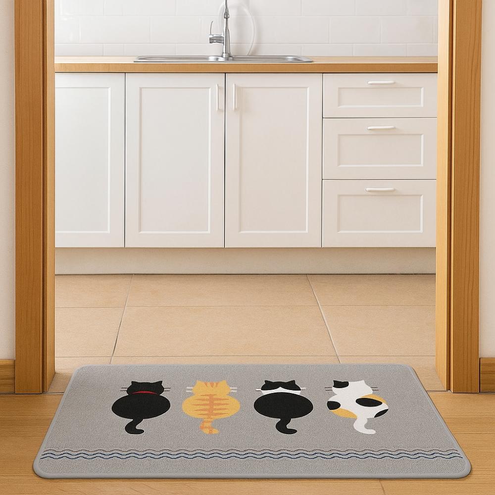 Flax Cat Door Mat Cartoon Kitchen Mat Durable Entrance Doormat  Laundry Room