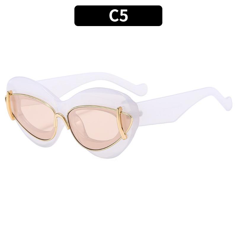 

Солнцезащитные очки «кошачий глаз» женские 2024 роскошные винтажные панк-очки Y2k для мужчин с двойной оправой ретро-очки унисекс оттенки UV400