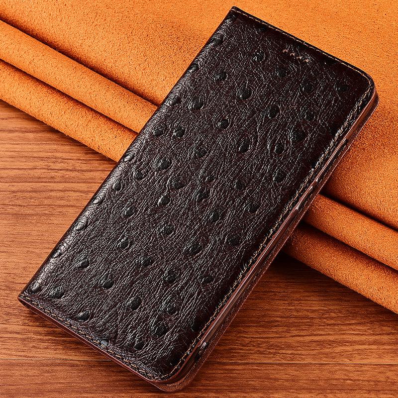 Handyhülle aus echtem Leder mit Straußenmuster für IPhone 16 Pro Max 13 11 12 14 15 17 Pro Max 16 Plus 17Air 16E Wallet Flip Cover
