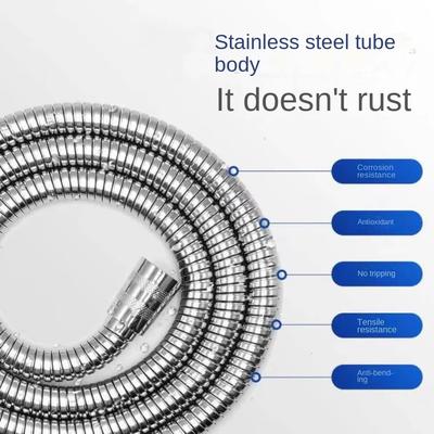 1.5 מ'-5 מ' צינור מקלחת מפלדת אל-חלד 304 צינור ברז איכותי צינור מקלחת גמיש סיליקון עבה אמבטיה 3 מטר מקלחת