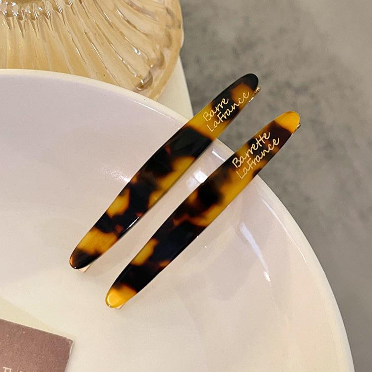 2 Pcs Simple Acetate Bangs Hairpins Women Oval Geometric Hair Side Clips Colorful Duckbill Clips One-word Clip Hair Accessories