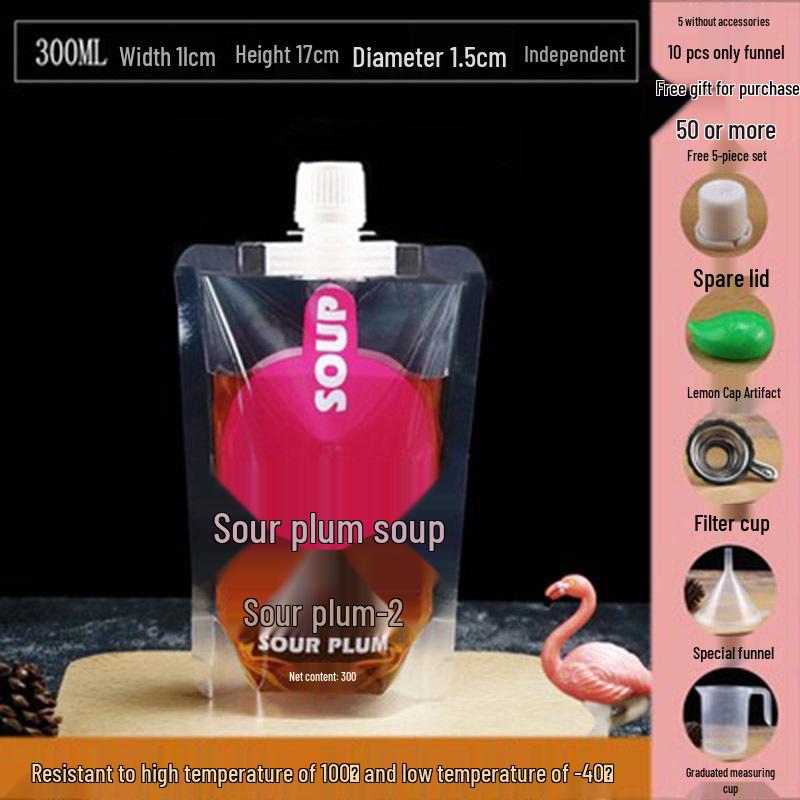 Disposable Transparent Spout Bag for Soy Milk, Chinese Medicine, Soup, or Beverages - Self-Standing and Convenient for Takeaway