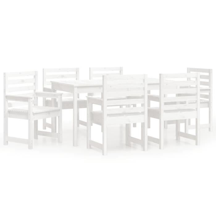 VidaXL Ensemble à dîner de jardin 7 pcs blanc bois massif de pin 3154714