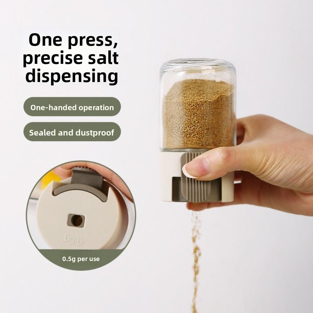 4Pcs Transparent Quantitative Salt Glass Bottle Press Type Precise Spice Dispenser  Barbecue