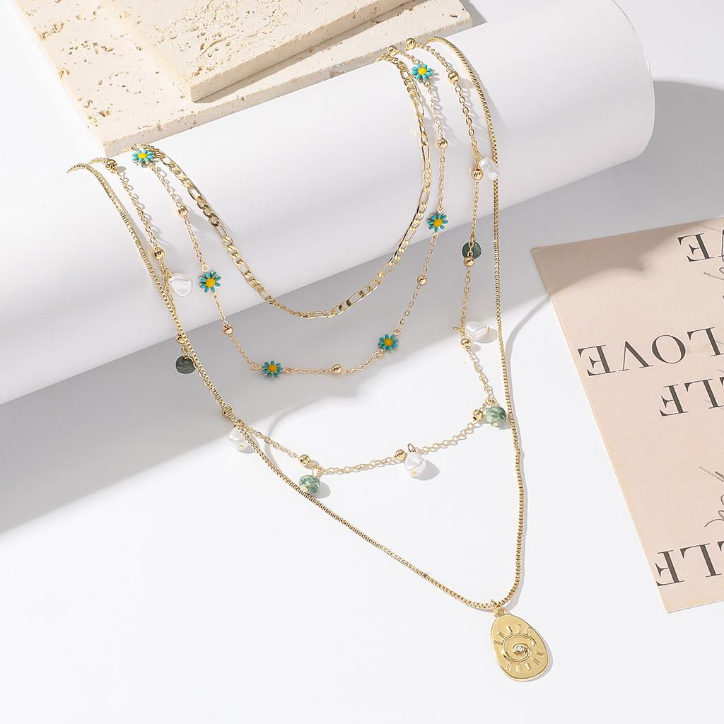 Multi-layer necklace · Stylish simple accessories, good luck stone pendant, multi-layer necklace