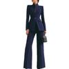 2026 Euro-Amerikanisches Damen Langarm Unifarben Ein-Knopf Blazer & Hosen Set