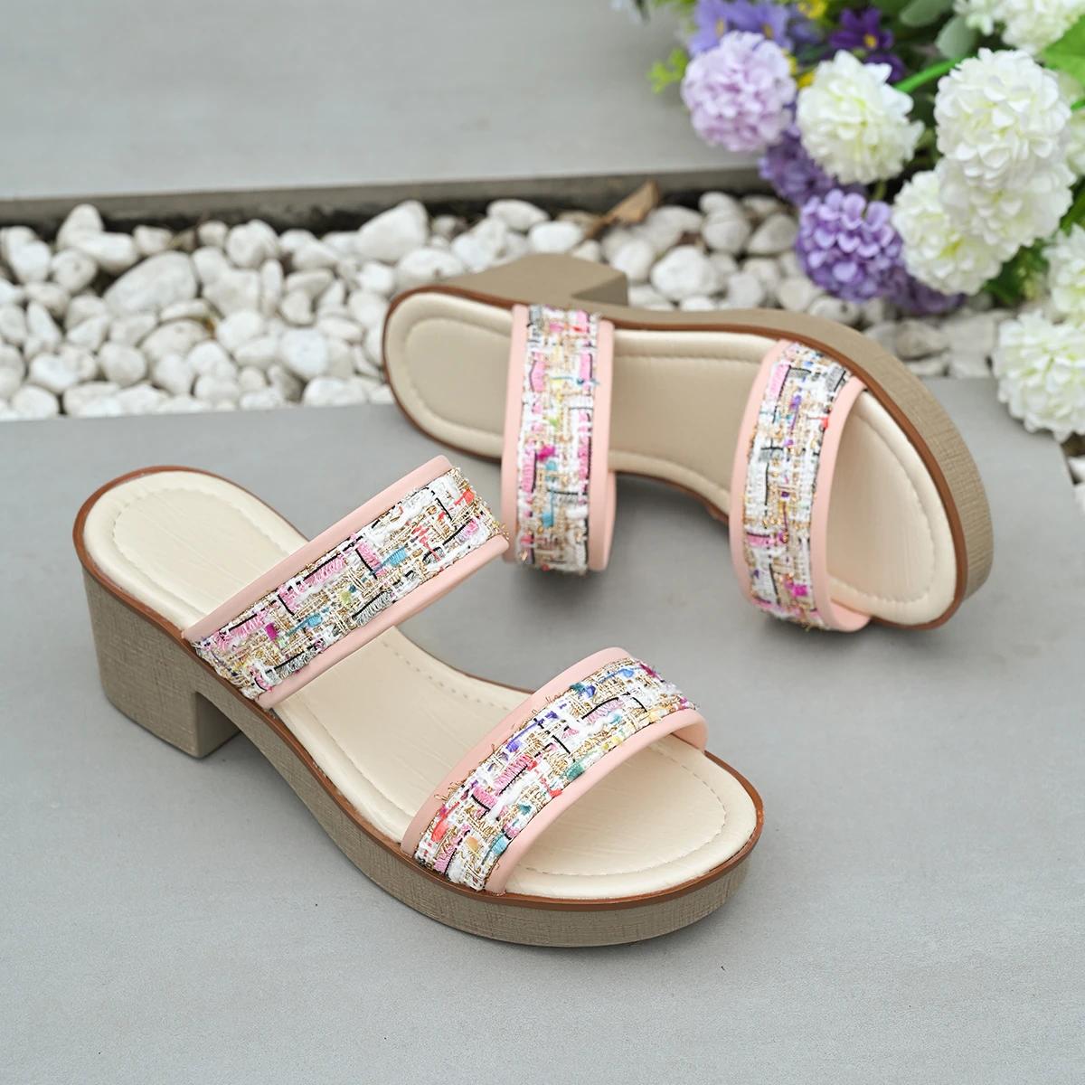 

Летние Универсальные Повседневные Уличные Женские Шлепанцы 2025 Новая Женская Обувь С Открытым Носком Квадратный Каблук Лаконичная Обувь Большого Размера Женская 42 розовый