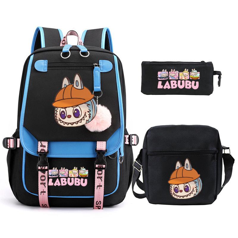 Cartoon Printed Children's Backpack Large Capacity Campus Trend Student Schoolbag Three-piece Set