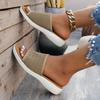Flat Bottom Slippers Women Summer Round Head Mesh One Word Outer Wear Breathable Casual Sandal Slippers