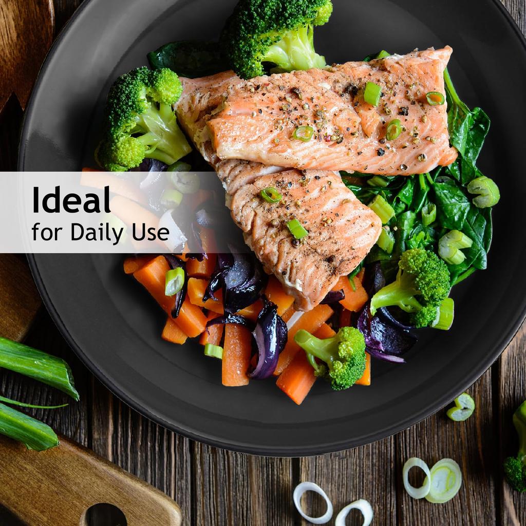 MIAMIO Set of 6 26cm Stoneware Ceramic Dinnerware Set Le Papillon Collection – Plates, – (Black)