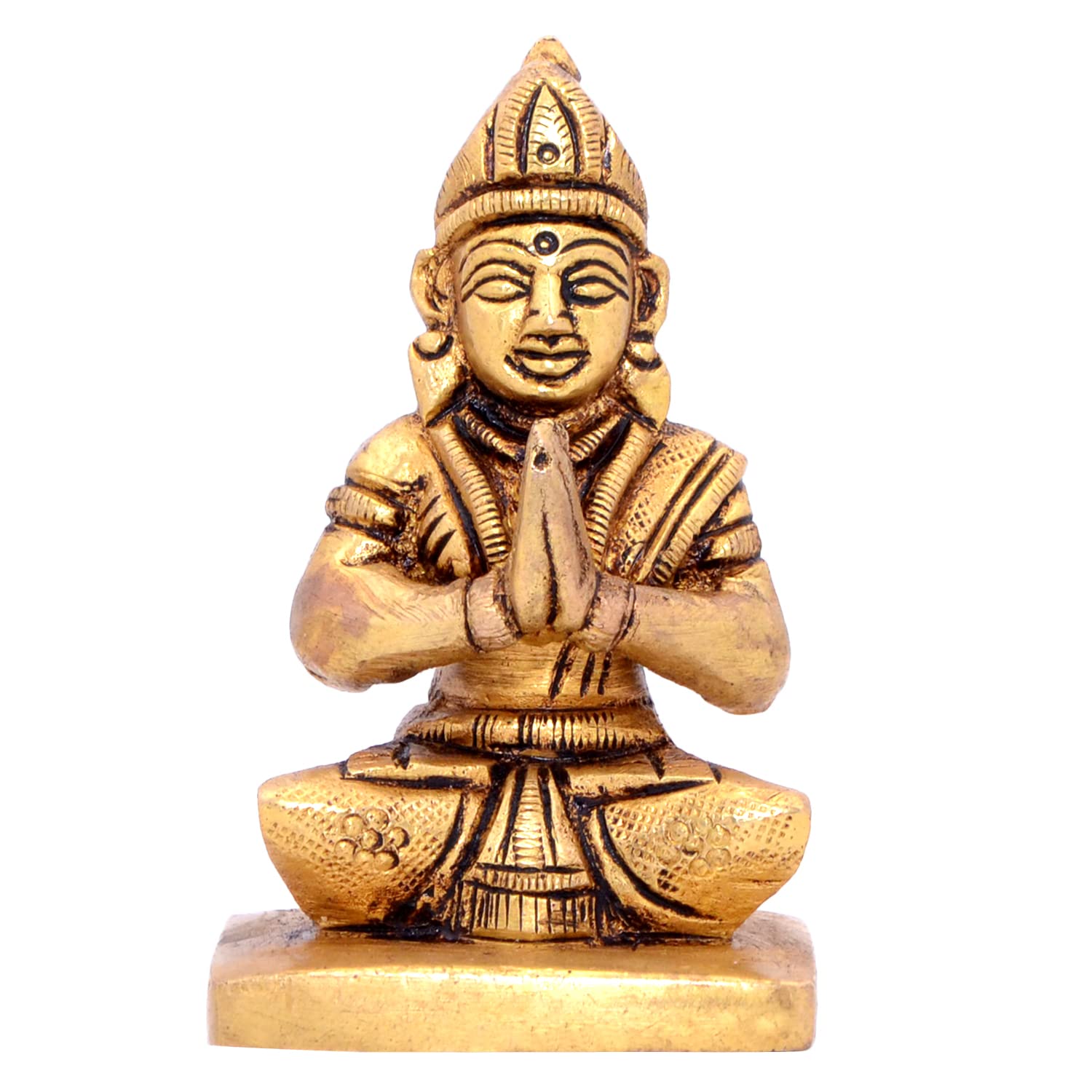 Handmade Brass Statue, Mother Goddess Parvati Maa Idol Sitting, Gold, Brass Idol