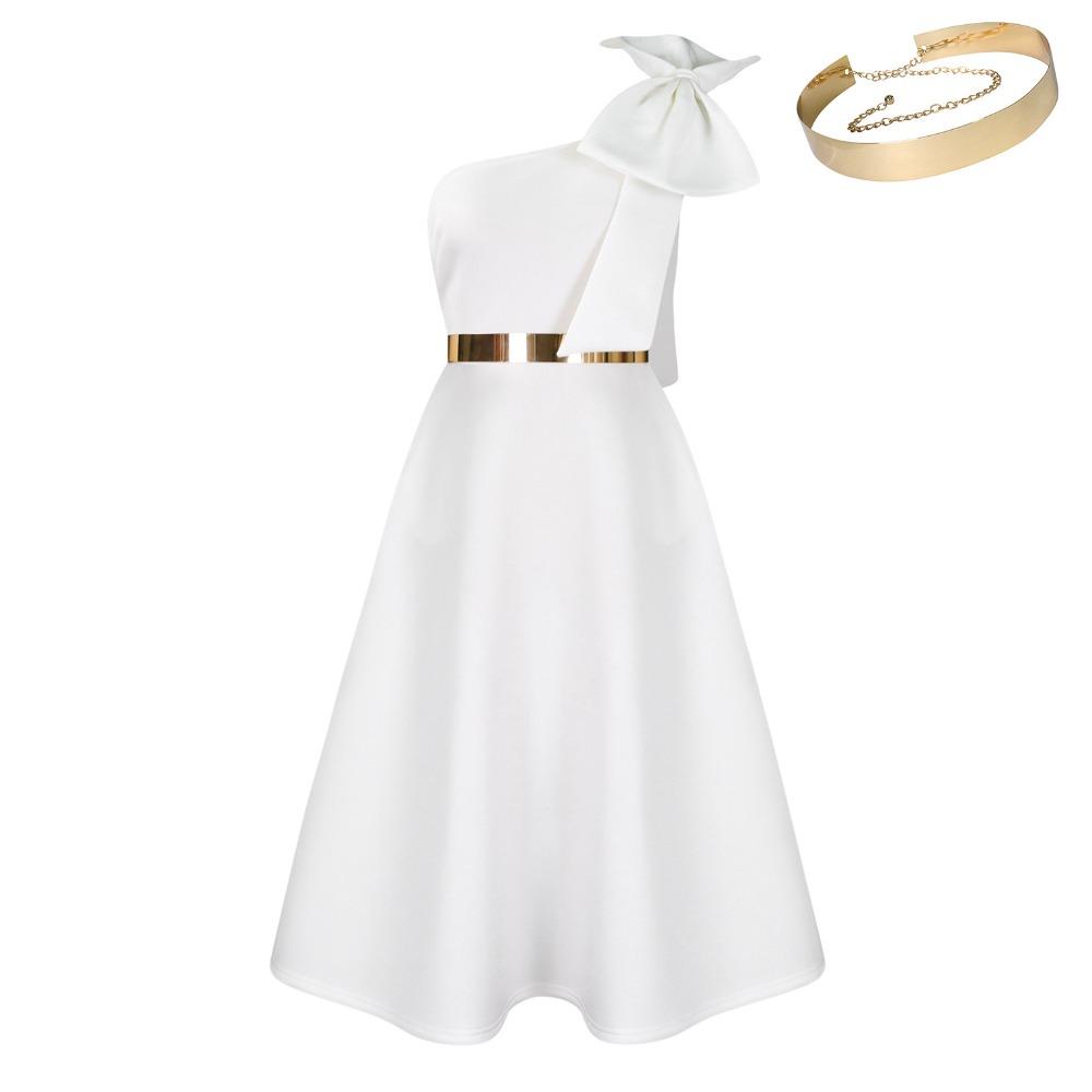 Women s One Shoulder Sleeveless Midi A-Line Dress Loose High Waist Elegant Party Formal Dress S