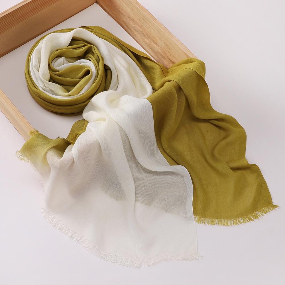 New Two Color Hijabs Gradient Scarf Muslim Shawl Wrap Islamic Women Headscarf Long Shawls Arabic Female Foulard