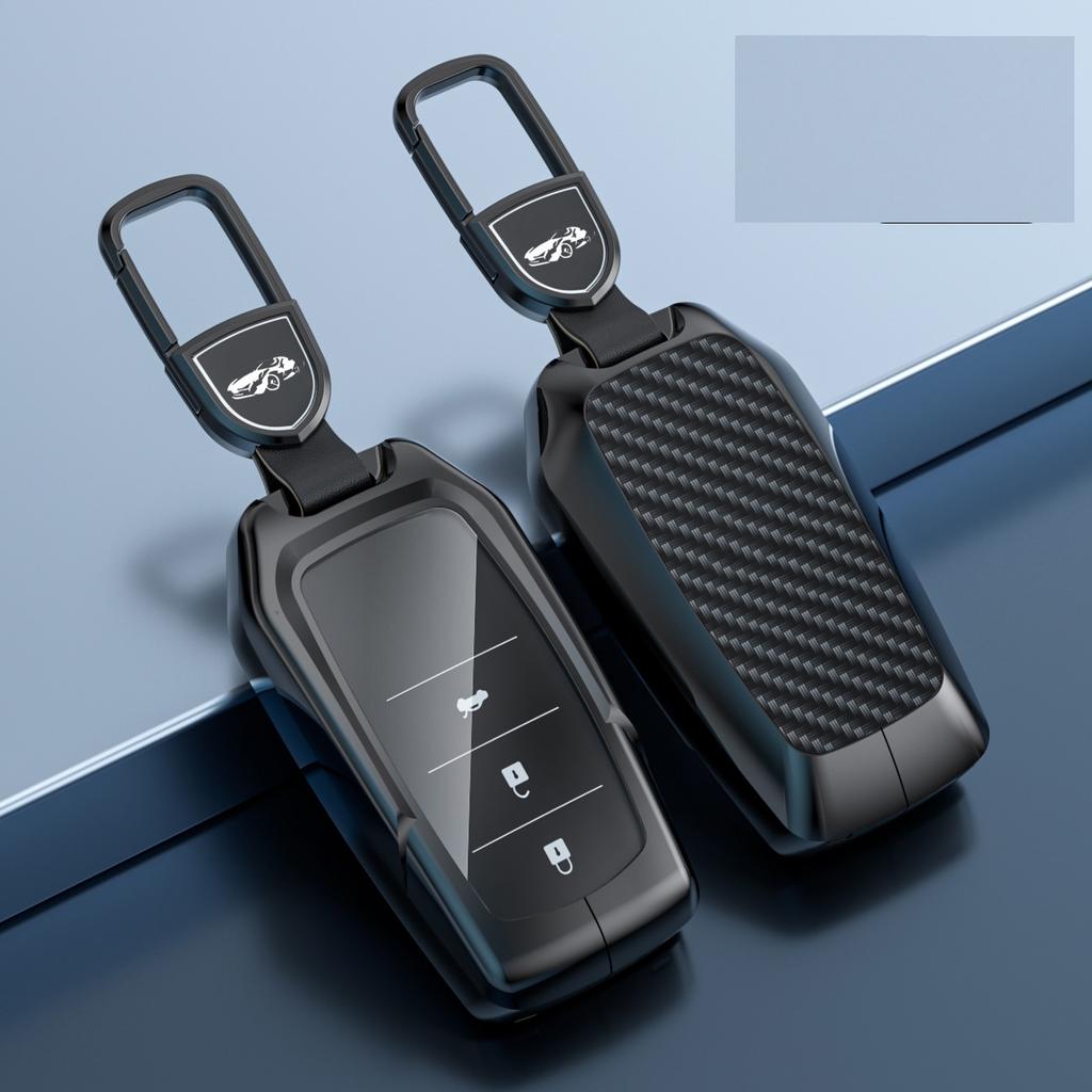 Carbon Fiber Alloy Car Remote Key Fob Case Key Cover For Toyota Chr Hilux Fortuner Land Cruiser 200 Camry Corolla Crown Rav4