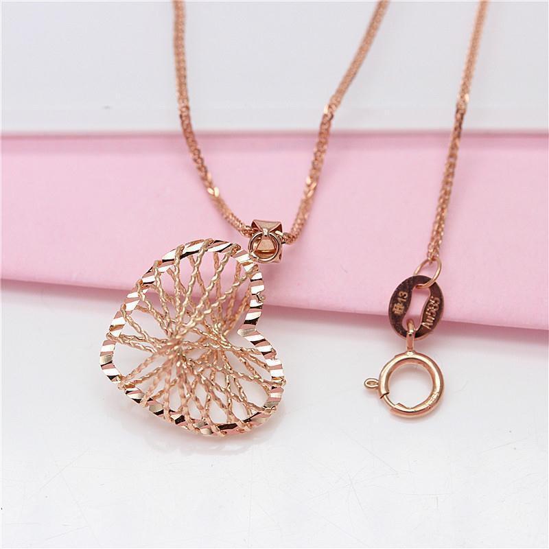 Exquisite Russian Purple Gold Love Brushed Pendant, Simple Temperament, Exquisite Versatile Color Gold Plated Rose Gold Necklace