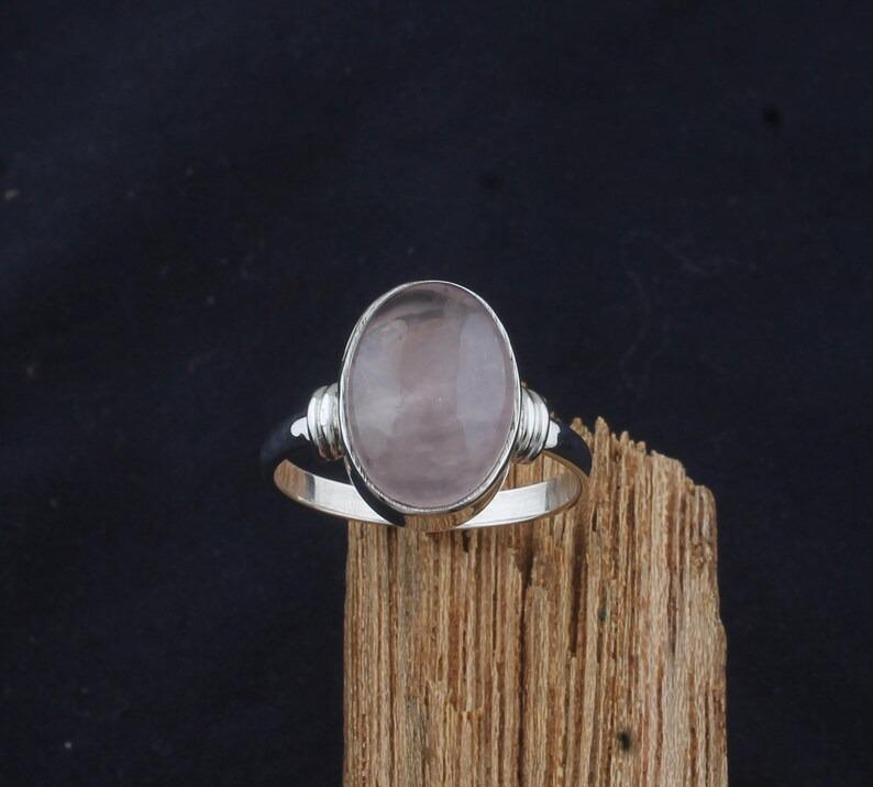 Solid 925 Sterling Silver Rose Quartz Gemstone Boho Designer Ring Mens Women Ring Statement Jewelry