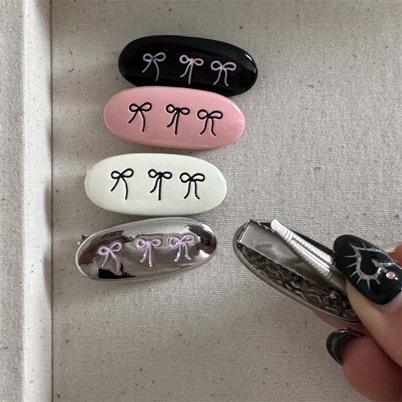 Korean Metal Oval Bow Hair Clip For Women Girls Sweet Cute Mini Bangs Side Clip Duckbill Clip Headdress Hair Accessories