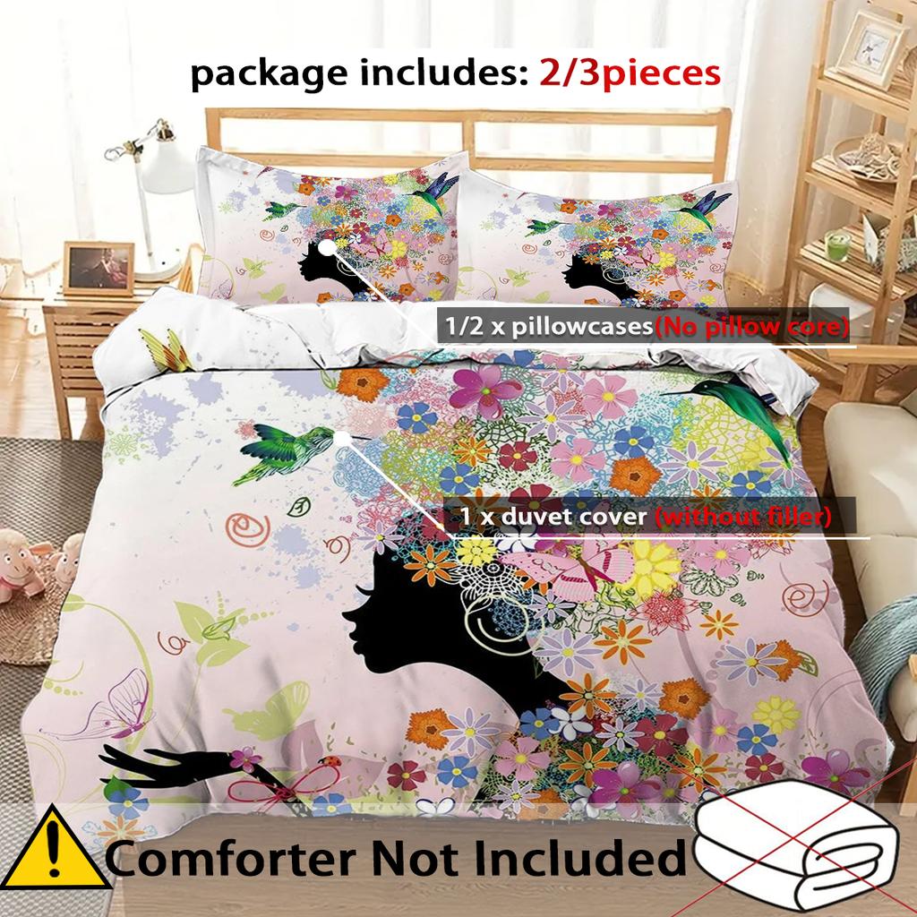 Flower Fairy And Butterfly Pattern 3D Printed Down Duvet Cover Soft And Comfortable Bedding Set Modern Art Style Down Duvet Cove