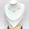 Korean Trendy Gold Four-Leaf Clover Double-Sided Necklace for Women Clavicle Chain Jewelry