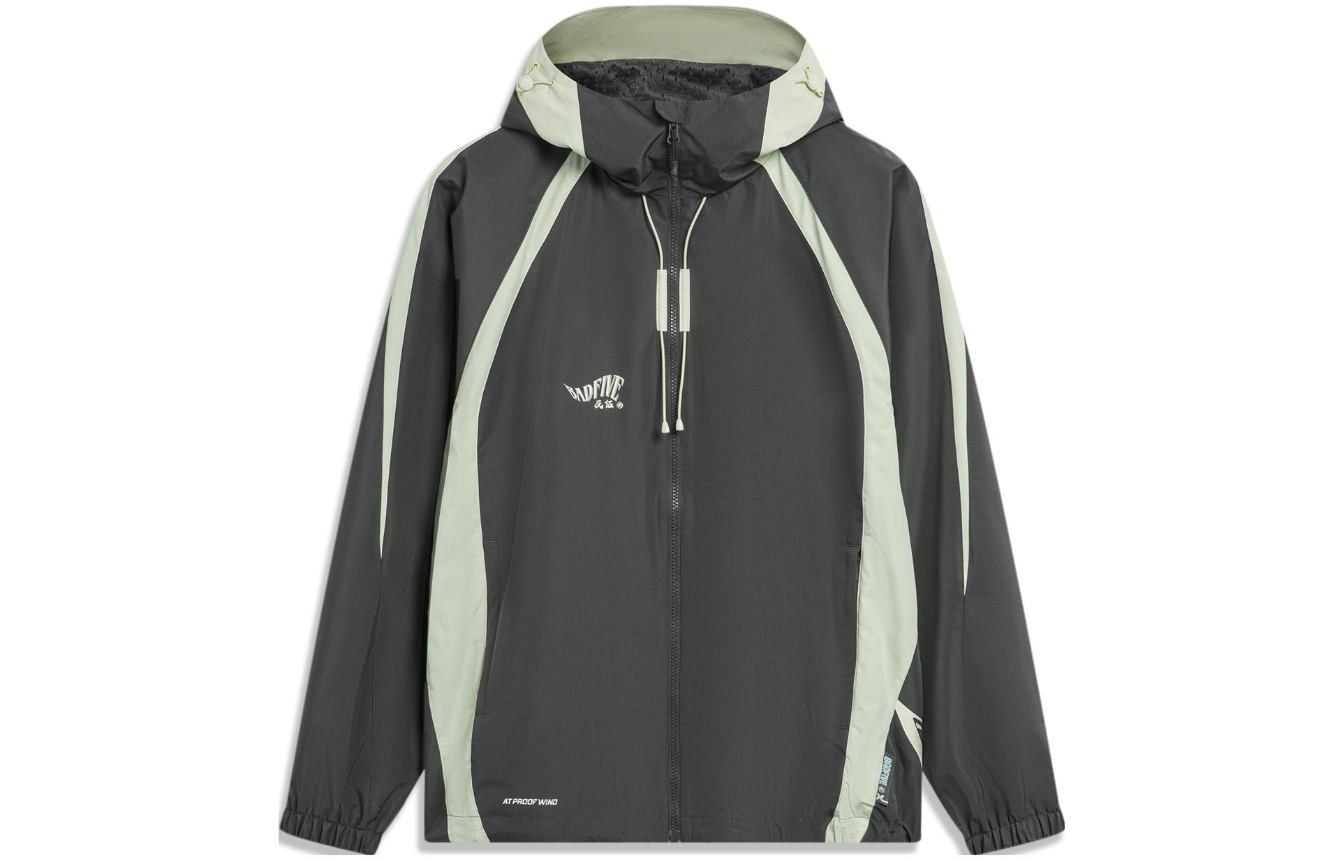 Li Ning Badfive Windproof Windbreaker Jacket Men s Obsidian Gray AFDU067-6 L