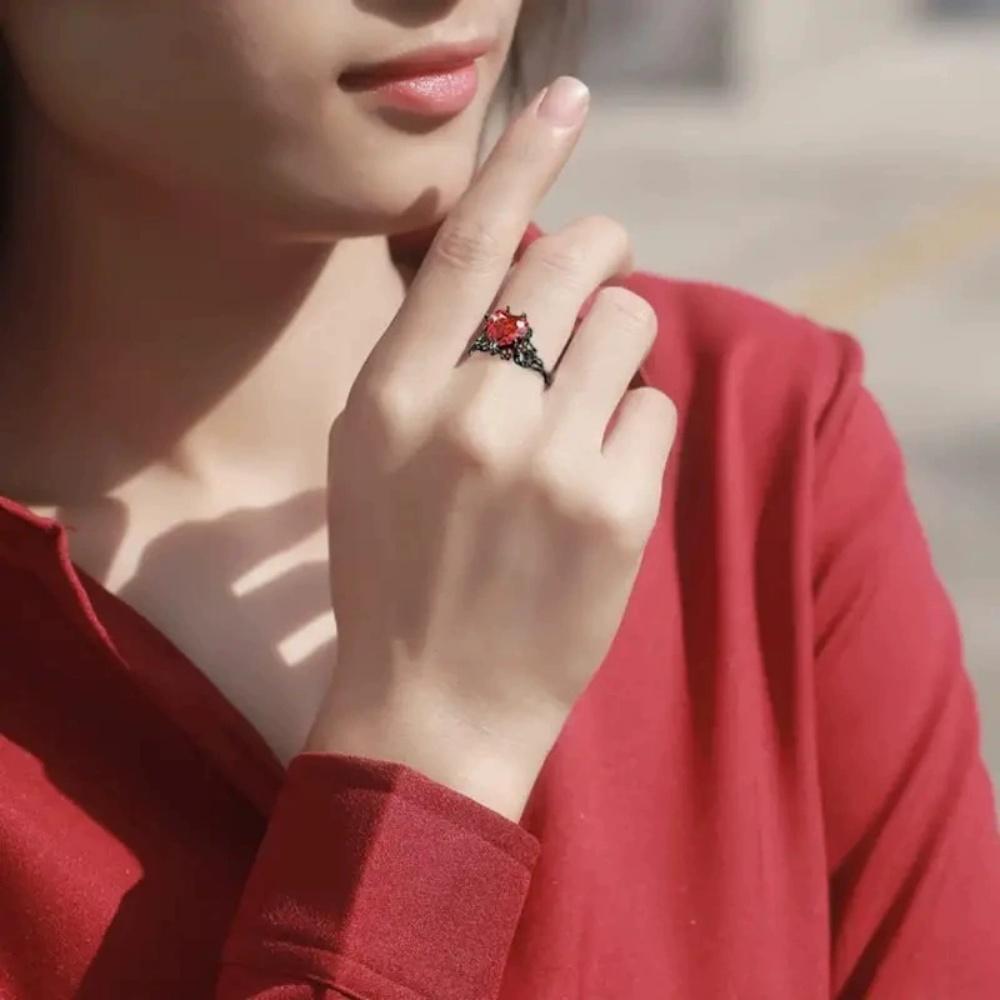 Hot Geometry Zircon Skull Head Heart Ring Unique Fashion Versatile Gothic Personality Dark Couple Jewelry Gift