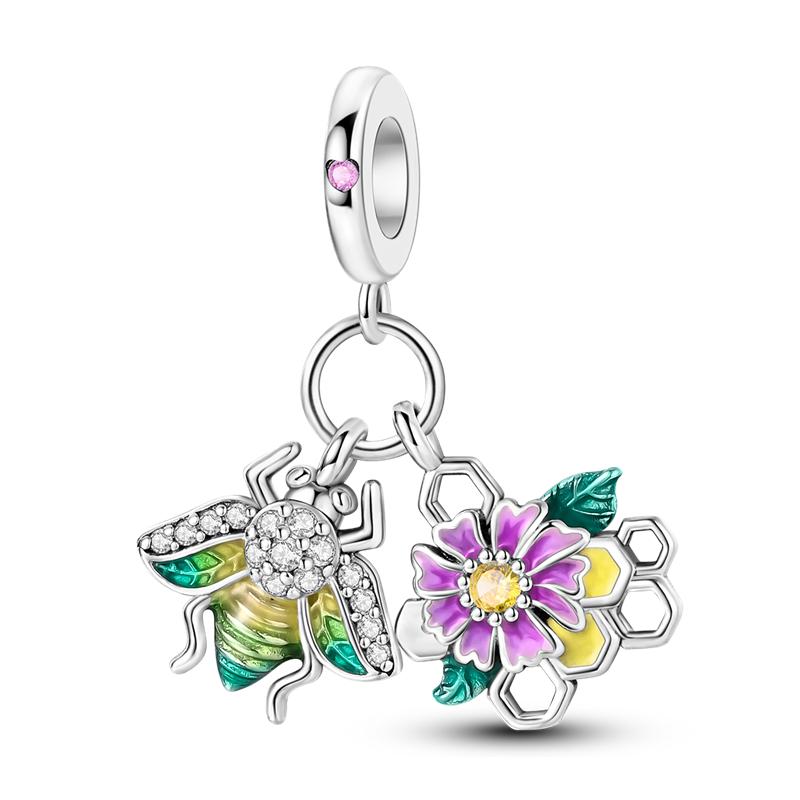 Flowers Series S925 Sterling Silver Sunflowers Tulip Carnation Charms Fit Original  Bracelet  For Women Jewelry Making