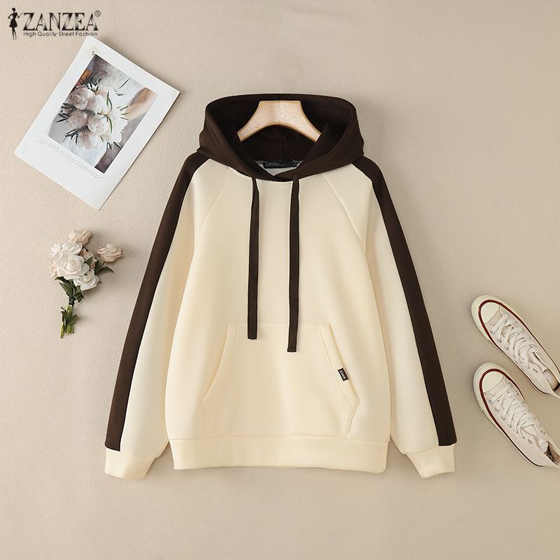 ZANZEA Women Hoodies Casual Loose Long Sleeve Pullover Sweatshirt