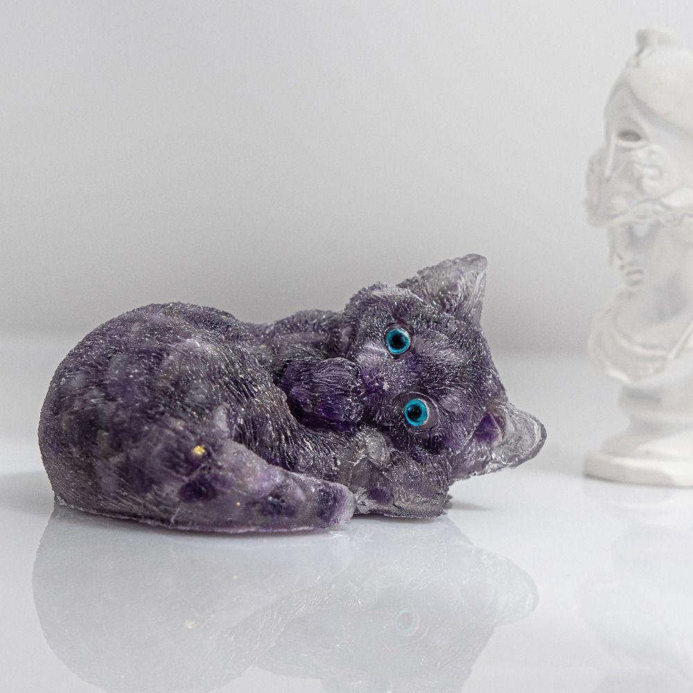 Exquisite Lucky Cat Stone Figurine Mini Cartoon Wealth Cat Model  Bedroom