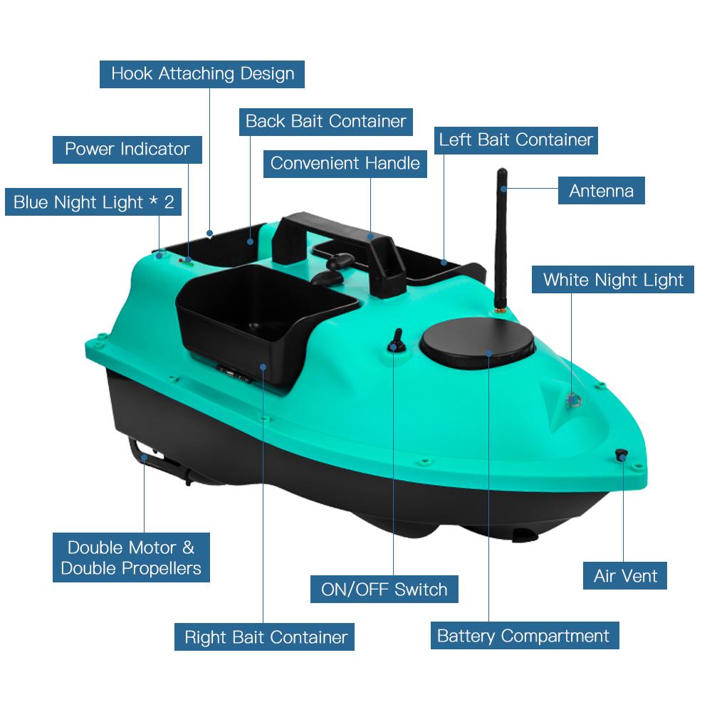 Wireless GPS Fishing Bait Boat with 3 Bait Containers Remo Control Bait Boat with 16-points GPS