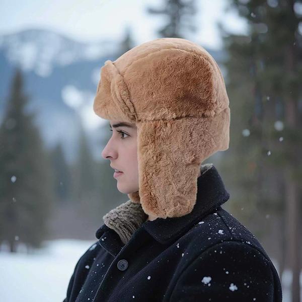 

WTEMPO Hiking Skiing Walking Autumn Winter Windproof Cold-proof Warm Plush Bomber Hats Men s Women s Outdoor Soft Faux Fur Ear Protection Hats One Size хаки