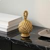 Rope Knot Sculpture Shiny Statue Textured Figurine with Hanging Loop for Coffee Table,